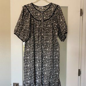 Batsheva Snap Housedress Black & White Floral OS